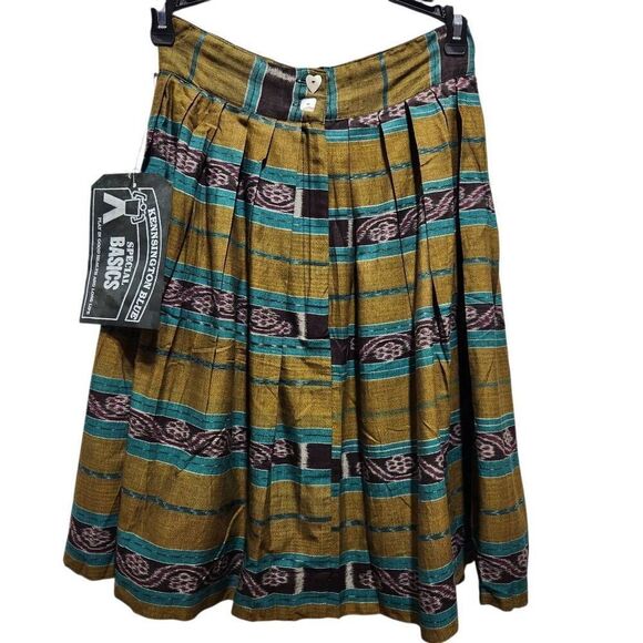 Vintage Kennsington Blue Special Basics mixed print striped pleated skirt size 0 - Picture 8 of 8